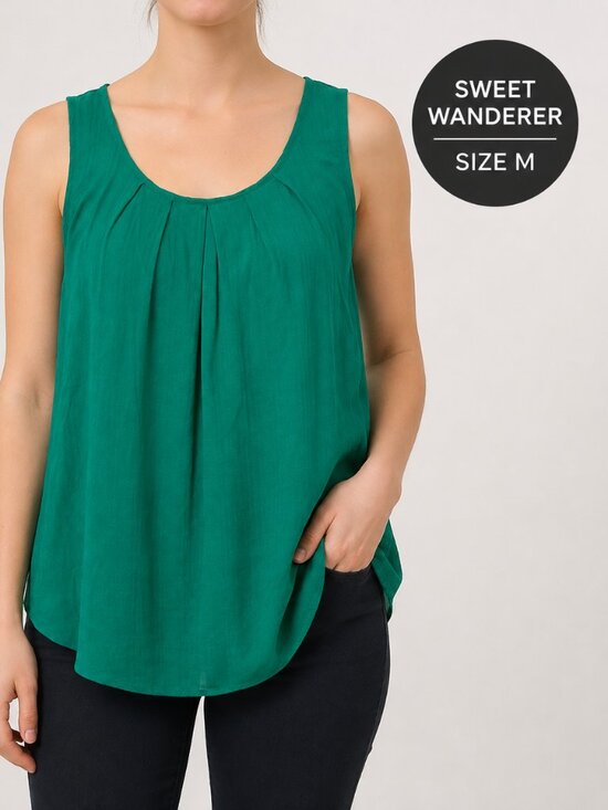 Sweet Wanderer Tops - Sweet Wanderer | M | Green Sleeveless Blouse - perfect for layering